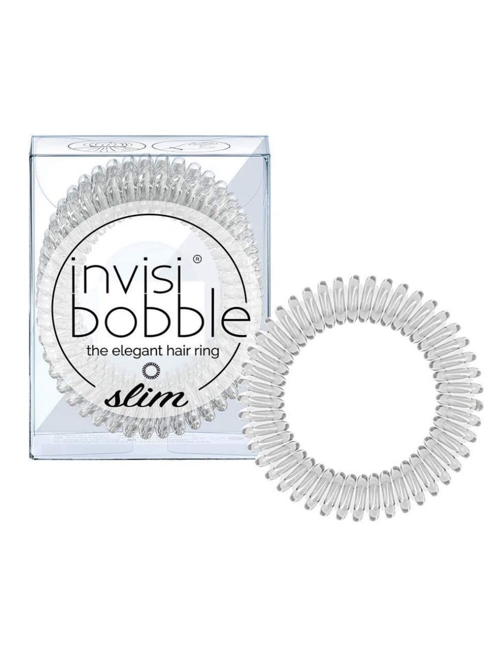 Invisibobble Slim Elegant Hair Ring Ties in Crystal Clear | NEW | 3 Pack